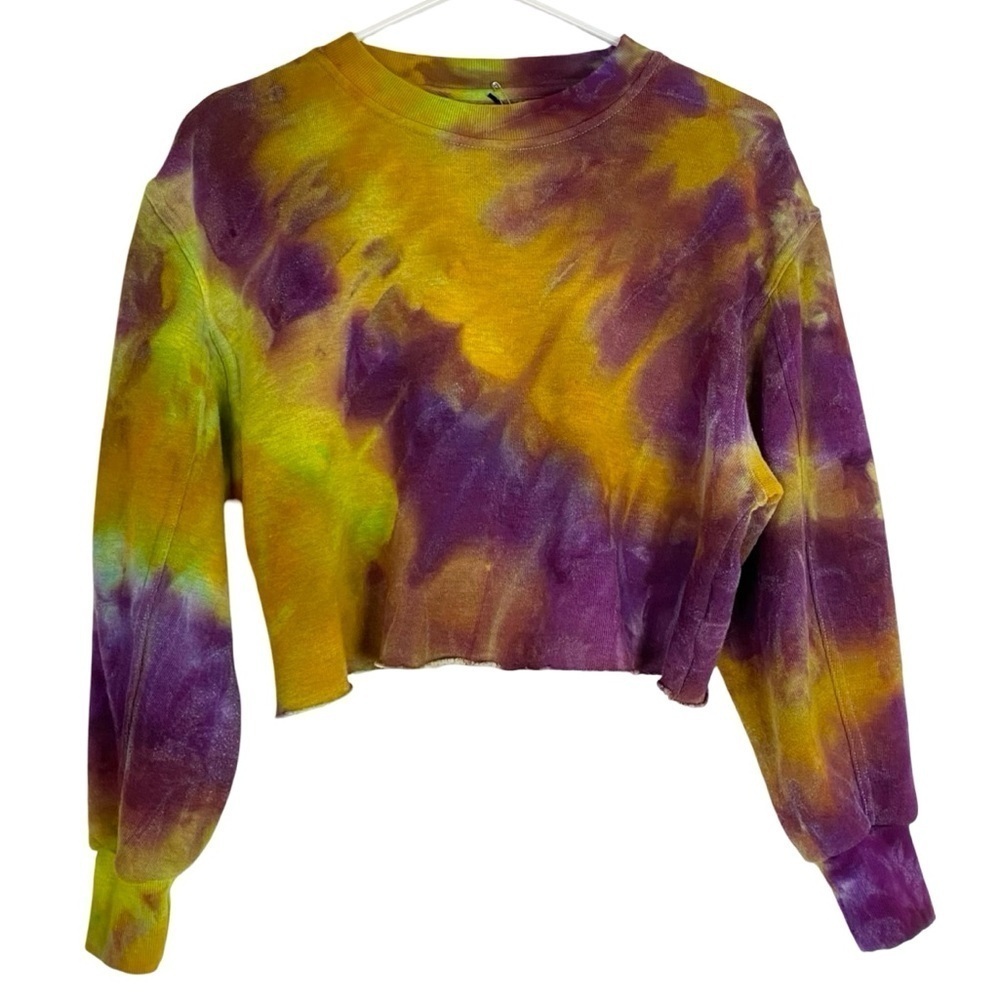 Handmade Geode Tie Dye Sweatshirt Womens Size XS Pullover Crop Handmade Gold